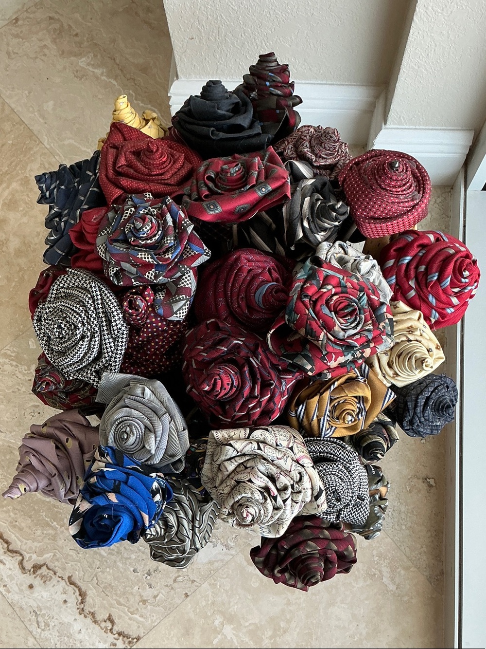 Silk Necktie Roses Handmade